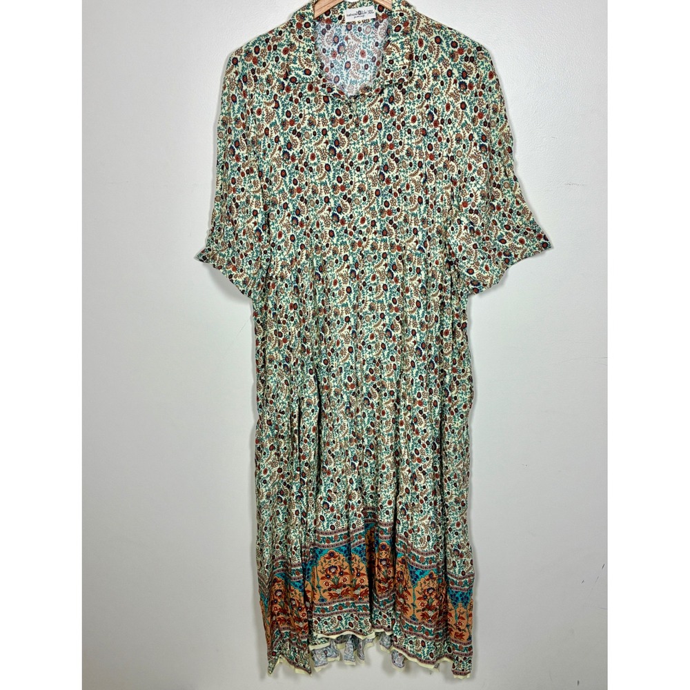 Natural Life Rebecca Dress Size XXL Boho Floral Garden Party Patchwork